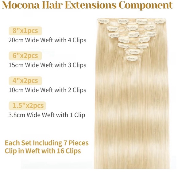 Pure Remy Human Hair Extensions BLONDE 18 inches - Picture 6 of 6